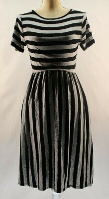 Striped Dress Riah Fashion Grey & Black Size S | eBay