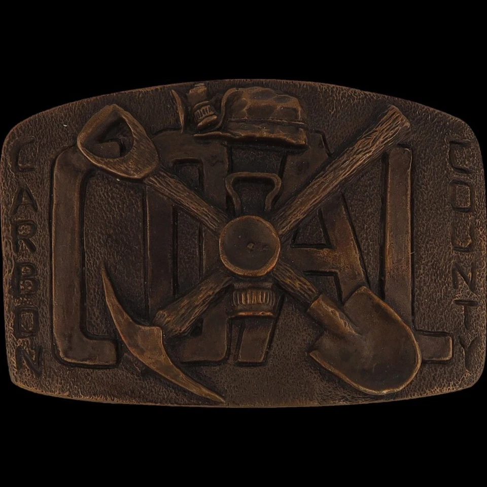 Bronze Gary Prazen Carbon County Coal Mine Miner Mining Nos Vintage Belt Buckle - Image 3 of 4