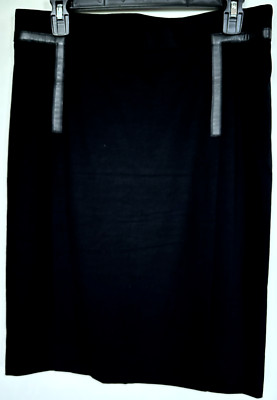 Akris Stretch Black Viscose Poly Pencil Skirt Sz 10