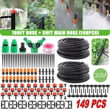 100-200ft Drip Irrigation System Garden Plant Self Watering Hose Micro Sprinkler