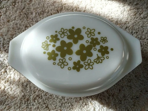 MINT Vintage Pyrex Crazy Daisy Spring Blossom 1.5 Qt Oval Casserole Dish 043 Lid