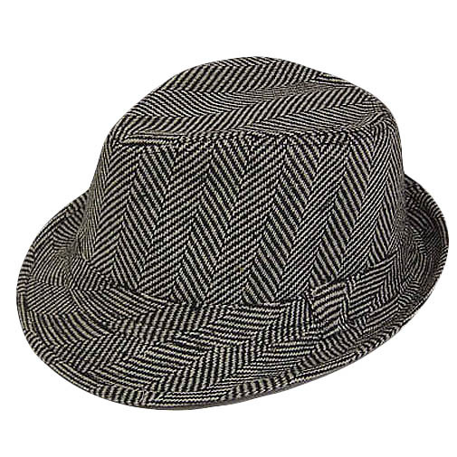 Black & White Polyester Fedora Trilby Hat for Men - SM/MED Size-image