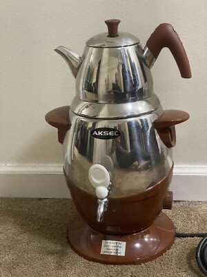 Vintage Turkish AKSEL SM2000 Stainless Steel Electric Samovar