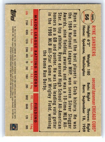 2023 Topps Archives #56 Ryne Sandberg - Picture 2 of 2