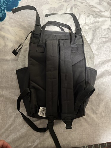 Baby Boom Backpack Diaper Bag W/Shoulder Strap 7 Pockets Heather Gray Black - Picture 2 of 4