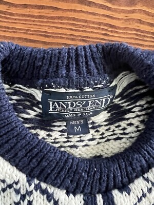 Men's Vintage 90s Lands End Cotton Sweater SzM MADE IN USA | eBay