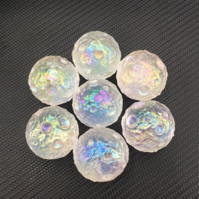 Angel Aura Quartz Moon Sphere Rainbow Crystal Ball Mineral Specimen Home Decor