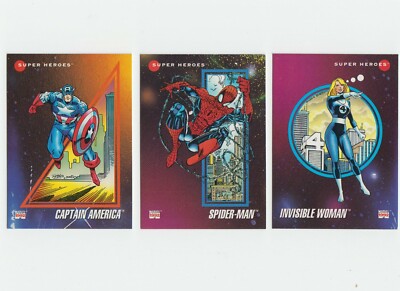 1992 Impel Marvel SPIDER-MAN * CAPTAIN AMERICA * INVISIBLE WOMAN Promos ...