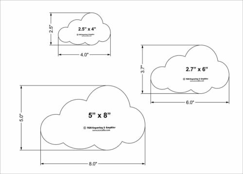 Cloud Templates- 3 Piece Set -4, 6, 8 Inches - Clear Acrylic 1/4 Inch - Picture 3 of 3