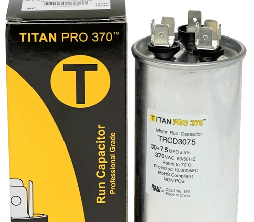 TitanPro TRCFD3075 HVAC Rundmotorlaufkondensator 30+7,5uF MFD, 440/370Vac