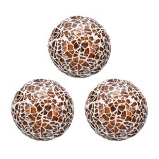 3Pcs Decorative Glass Balls 2.36 Inch Orbs Centerpiece Balls Brown