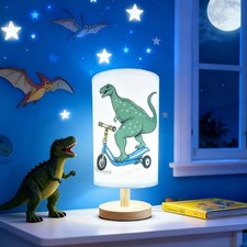 GFTDNS Dinosaur Lamp, Dinosaur Decor Boys Room, 3 Color Night Light Wood Nigh...