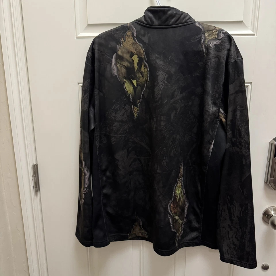 Chaqueta Mossy Oak Camuflaje Negro Y Gris Oscuro 1/4 Cremallera Talla Grande Foto 2 de 4