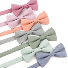 Cotton Bow Tie Solid Color Handmade Butterfly Family Matching Gift Set Ties