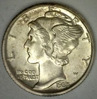 1935 D Mercury Silver Dime 10c US Coin Uncirculated Light Toning Denver Mint