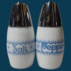 Vintage Westinghouse Gemco Salt Pepper Shakers Atomic Star Snowflake 1970s Blue