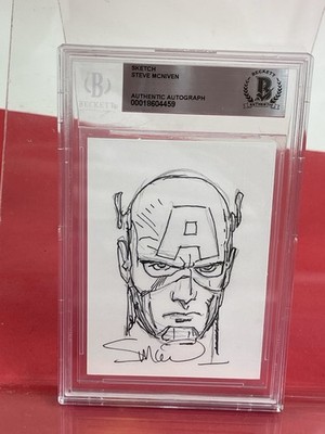 Sketch And Signature By Steve McNiven Slabbed & Authenticated Beckett Captain Am