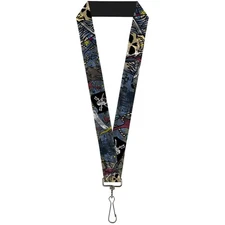 Buckle-Down Lanyard-1.0"-Dead Men Tell No Tales Close-up Turquoise 22" x 1" Mult