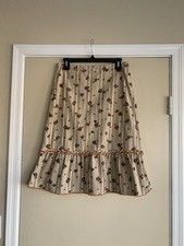 Vintage Studio Soleil Striped Floral Corduroy MIDI Skirt Sz.M 90's Y2K Made USA