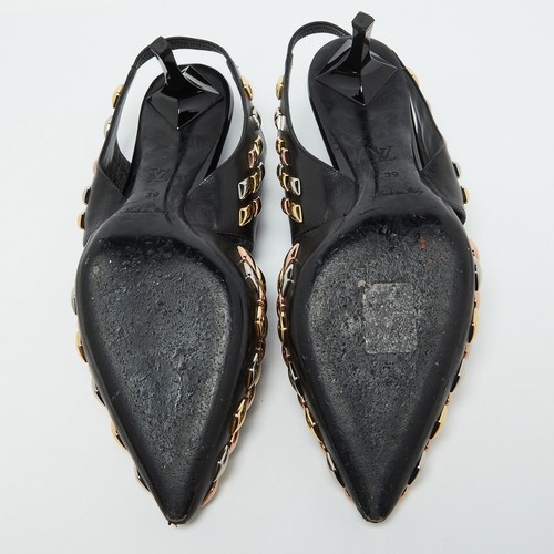 Louis Vuitton Black Leather Gold Rush Slingback Pumps Size 39 - Picture 6 of 9