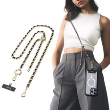 Crossbody Phone Chain Strap - Universal Metal Crossbody Phone Lanyard With Ad...