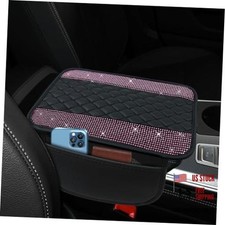 Bling Leather Car Center Console Cover, 12.2" 7.48" Crystal Rhinestone Pink