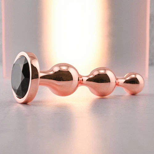 Gender X GOLD DIGGER Large - Rose Gold Large Butt Plug with Black Gem Base - Imagen 5 de 9