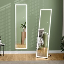 HOMCOM LED Lighted Full Length Mirror Dimmable Full Size Body Mirror, White