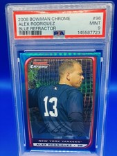 2008 Bowman Chrome - Alex Rodriguez #96 Blue Refractor /150 Yankees PSA 9