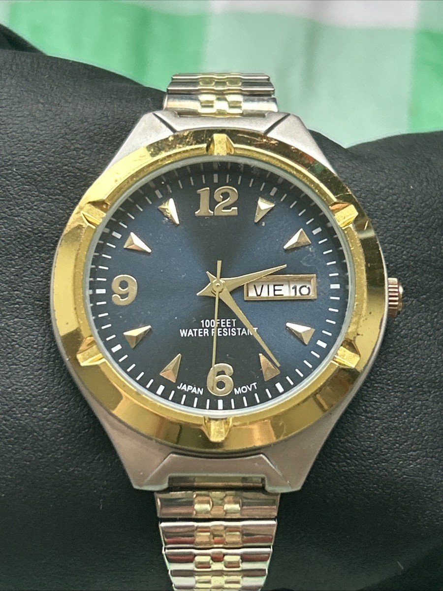 Women\'s Two Tone Band/Blue Dial Stainless Steel Luxury Quartz Analog Wrist Watch Into the deep blue. ​⁣ ⁣ Evoking expansive skies and open  main image 4