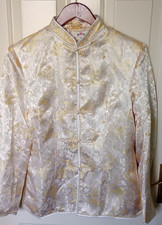 Women's Chinese Mandarin Collar Jacket  - Yellow and Gold, Size XL