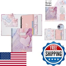 Hiwhy 3 Ring Binder 8.5x9.5 Recipe Organizer Set 25 Slots 50 Cards 6 Dividers