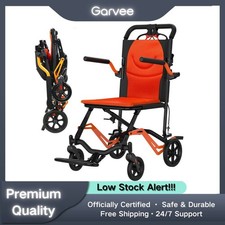 18 lbs Ultra Lightweight Transport Chair 220 lbs Capacity Locking Handbrake Fold