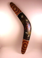 Hand Crafted 18" Wooden Boomerang Home Decor Decoration Piece, EUC1
