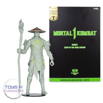 Mortal Kombat Actionfigur Glow in the Dark Edition Raiden Gold Label NEU / OVP