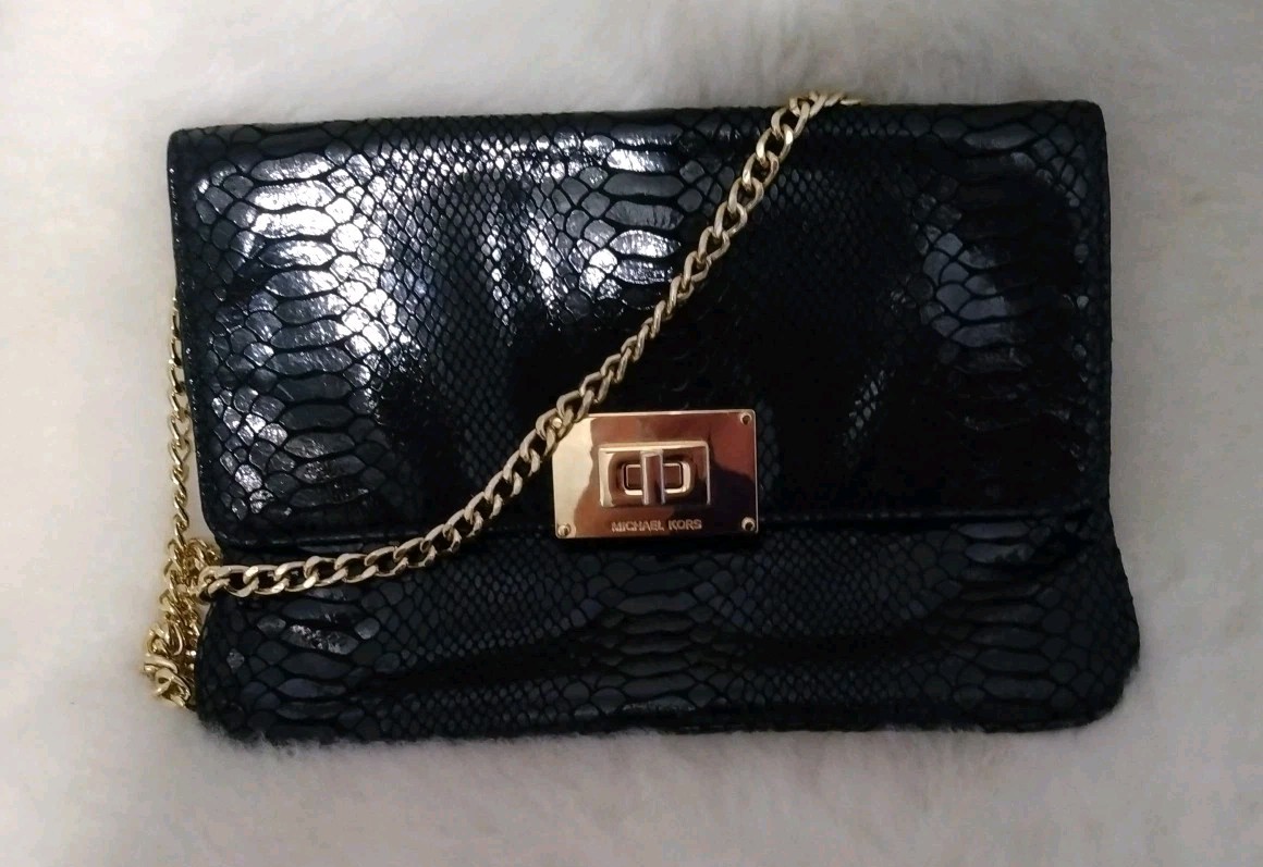 Michael Kors Glazed  Black Python Embossed Leathe… - image 2