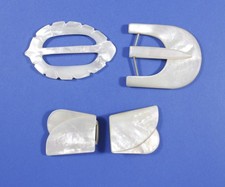 Lot of 3 Vintage Mother Of Pearl Belt Buckles / or Scarf Slides. B
