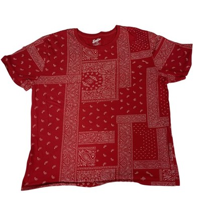 Brooklyn Cloth Shirt Mens 3XL Red Bandana Paisley Allover Graphic Tee T-Shirt