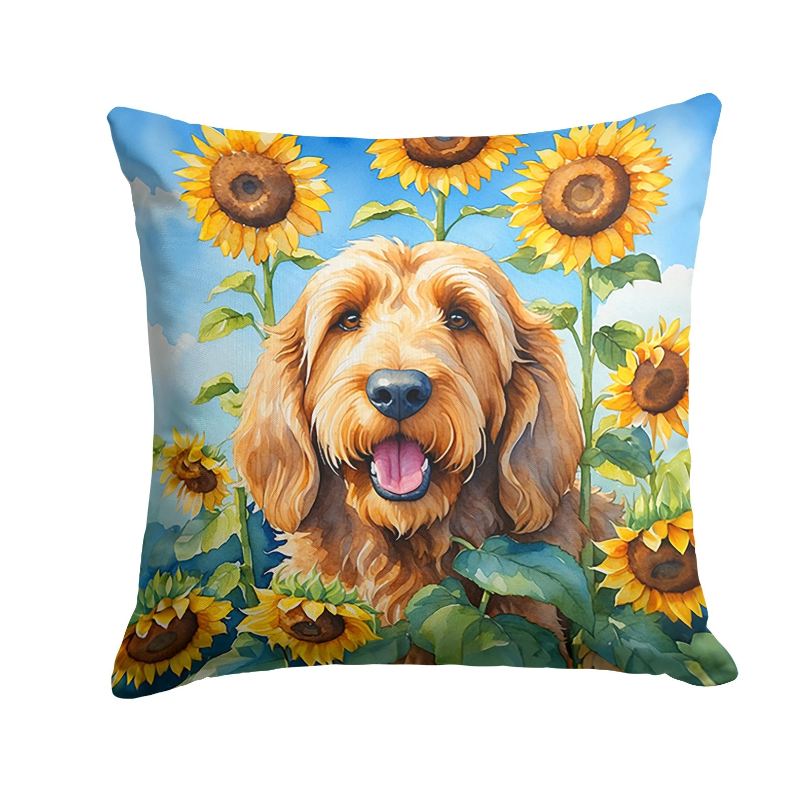 Otterhound In Sunflowers Throw Pillow