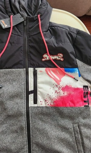 Le Tigre Collection Men's Hooded Jacket Size M Black Gray Full Zip Colorblock image 3