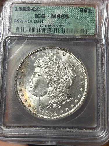 1882-CC Morgan Silver Dollar *********MS65****** ICG