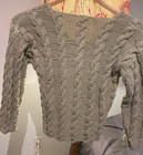 child's sweater, @ 5-6, cable knit, olive, hand-knit by professional knitter — photo 5