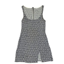 Reformation Navy Blue White Daisy Floral Mini Dress Scoop Neck Slit Size 6