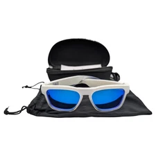 OhO Smart Glasses Polarized Sunglasses w Bluetooth Speaker White / Blue