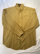 Polo Jeans Co. Ralph Lauren Button Down Shirt 100 Cotton Khaki stripe Mens Sz M