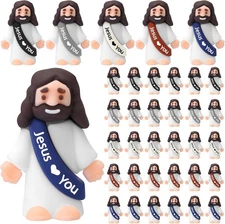 Bememo 50 Pcs Mini Jesus Figures Easter Jesus Loves You Christ Toys Little Chris