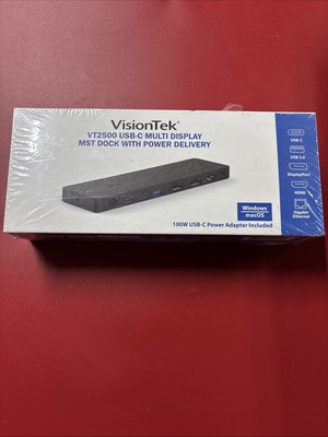 VisionTek VT2500 Multi Display Docking Station 85 Watts Black - SEALED!