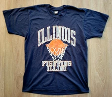 Illinois Fighting Illini Basketball Large T-Shirt  Screen Stars Best Vintage 80s