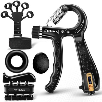 5 PCS Grip Strength Trainer Kit, Hand Gripper Strengthener, Forearm Black
