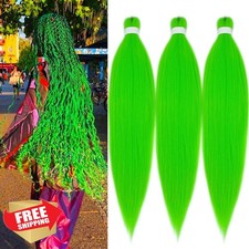 Ai Yuchen Neon Green Braiding Hair Pre Stretched 26" Yaki Texture 3 Packs
